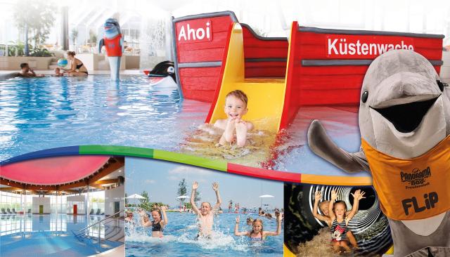 Kollage mit Schiff im Kinderbecken vom Panorama Bad