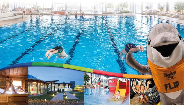 Kollage mit Schwimmerbecken vom Panorama Bad